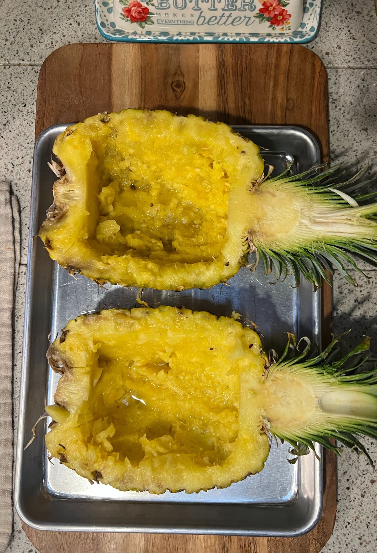 scooped out pineapple