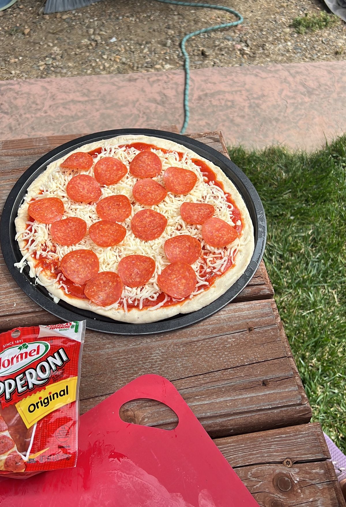 A pizza on a plate.