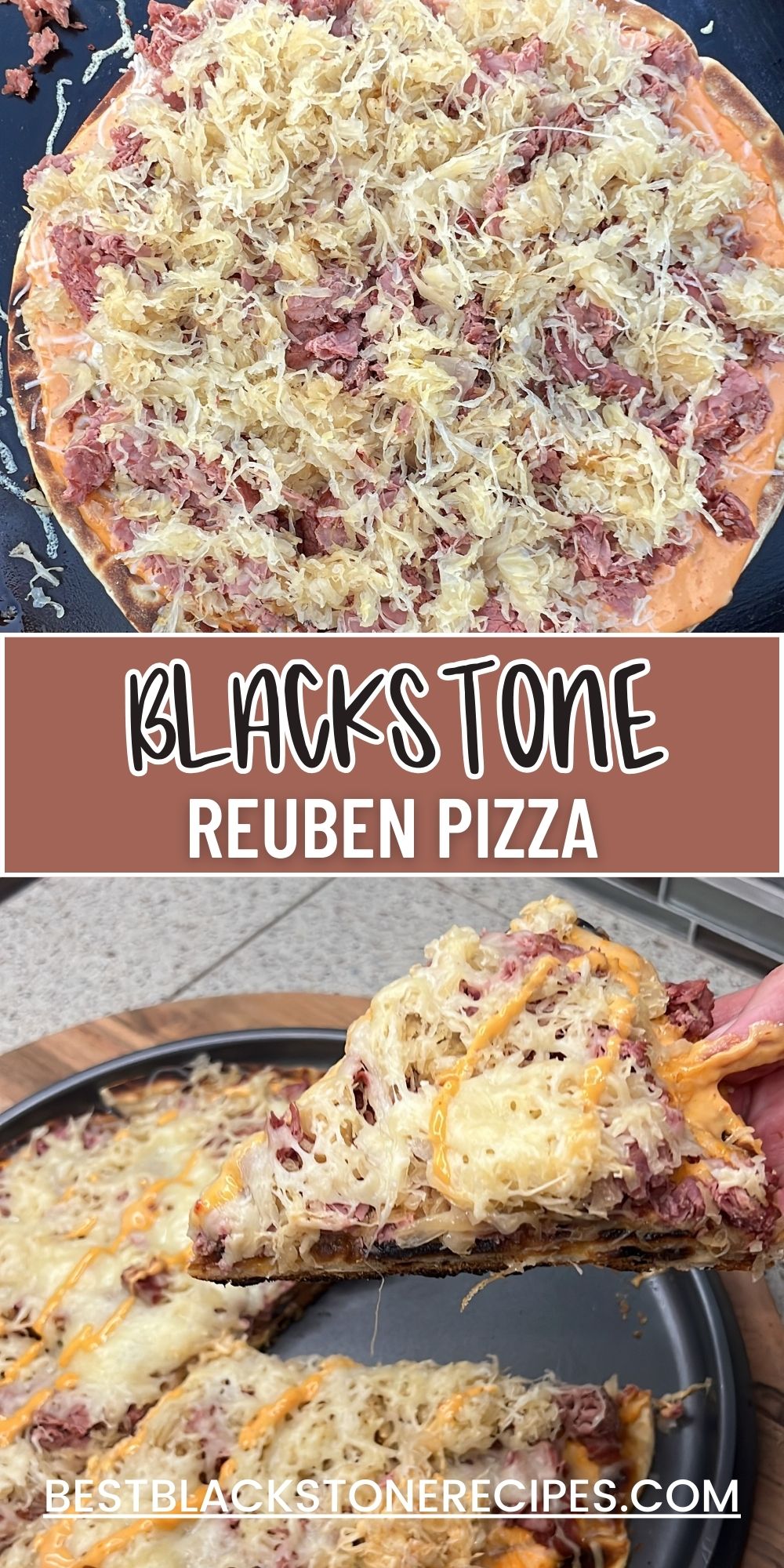 Black's tone reuben pizza.