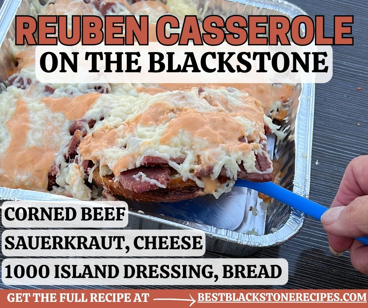 Reuben casserole on the blackstone.